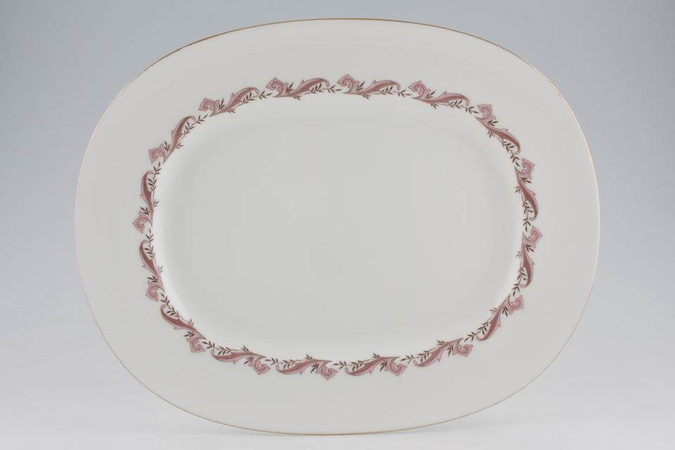 Minton Laurentian - S659 - Pink + Red Oval Platter 14 3/4"