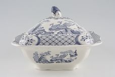 Furnivals Old Chelsea - Blue Vegetable Tureen with Lid square - footed - Flower pattern inside 2pt thumb 1