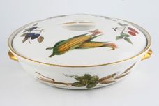 Royal Worcester Evesham - Gold Edge Casserole Dish + Lid Round, Shape 22, Size 1, straight handle on the Lid - Smooth Handles 2pt thumb 1