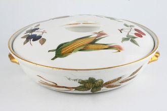 Royal Worcester Evesham - Gold Edge Casserole Dish + Lid Round, Shape 22, Size 1, straight handle on the Lid - Smooth Handles 2pt