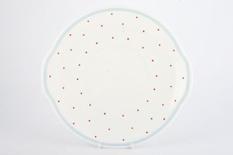 Susie Cooper Raised Spot - Red Spots with Blue Band Cake Plate Eared 10"
