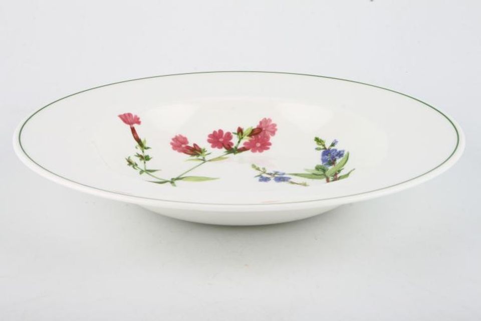Portmeirion Welsh Wild Flowers Rimmed Bowl Pink Campion & Speedwell 9 5/8"