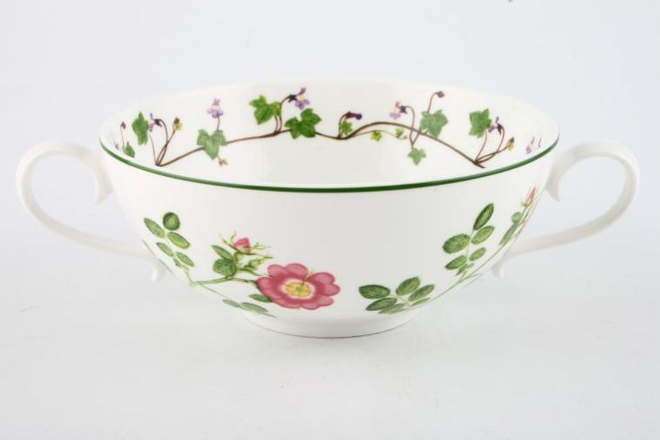 Portmeirion Welsh Wild Flowers Soup Cup 2 handles, Dog Rose