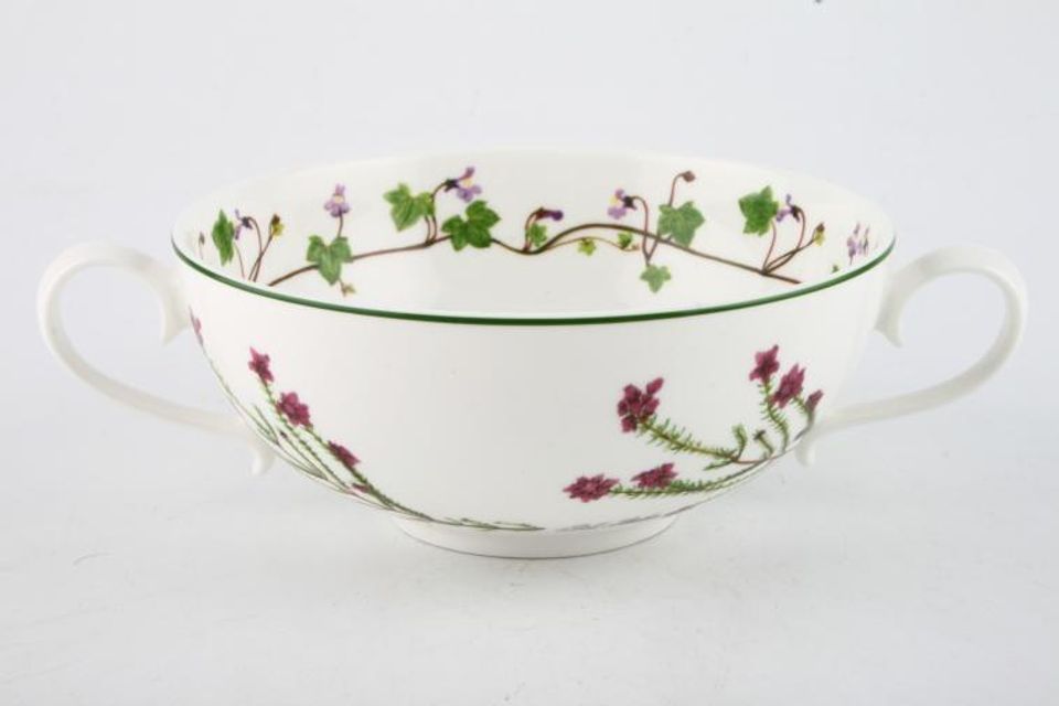 Portmeirion Welsh Wild Flowers Soup Cup 2 handles, Bell Heather