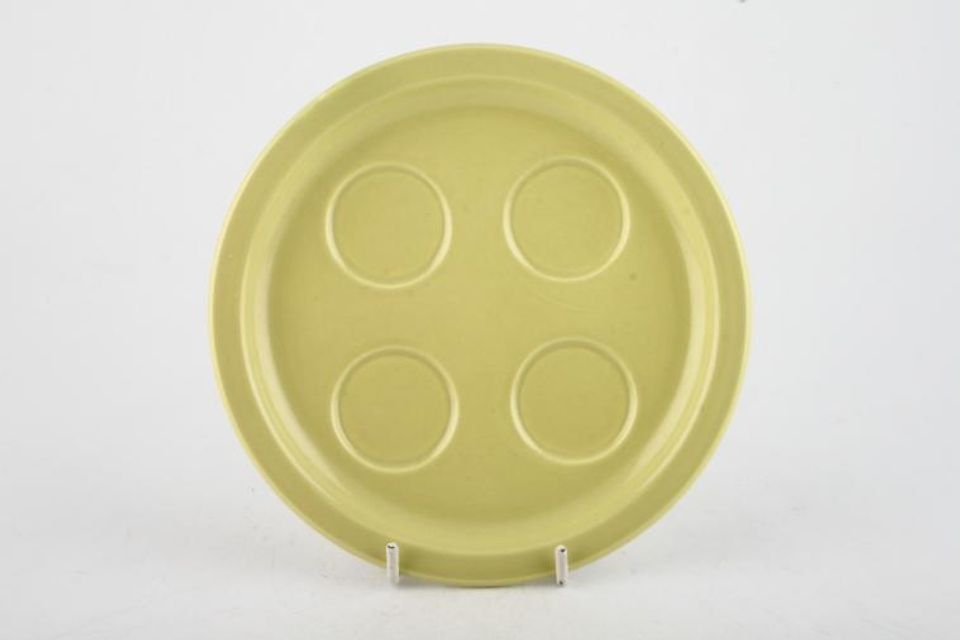 Poole Twintone Seagull and Lime Yellow Egg Cup Tray Round 6 1/2"