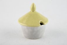 Poole Twintone Seagull and Lime Yellow Mustard Pot + Lid thumb 1