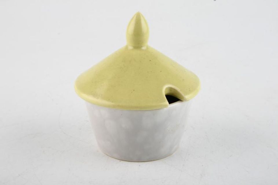 Poole Twintone Seagull and Lime Yellow Mustard Pot + Lid