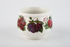 Portmeirion Pomona - Older Backstamps Mustard Pot + Lid Various Fruits - With wooden spoon 2 1/2" thumb 4