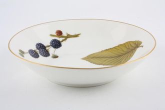 Royal Worcester Wild Harvest - Gold Rim Soup / Cereal Bowl Almond, Green Leaf, Blackberry 7"