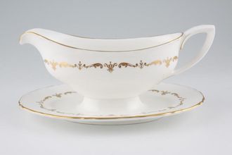 Royal Worcester Gold Chantilly Sauce Boat and Stand Fixed