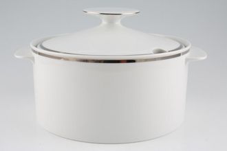 Thomas Medaillon Platinum Band - White with Thick Silver Line Soup Tureen + Lid Straight sided - lugged / Cutout in lid