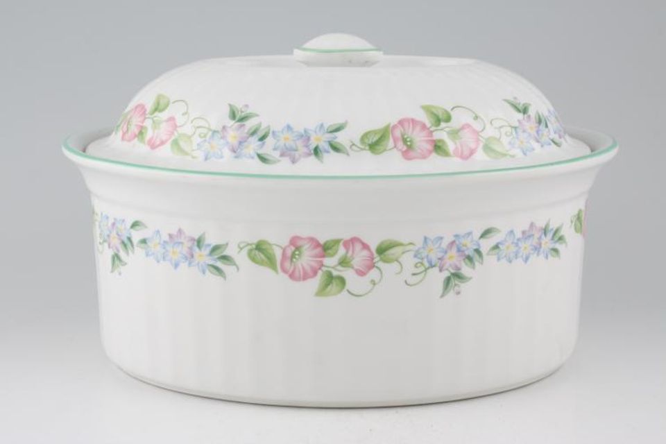 Royal Worcester English Garden - Ribbed - Green Edge Casserole Dish + Lid Oval 3pt