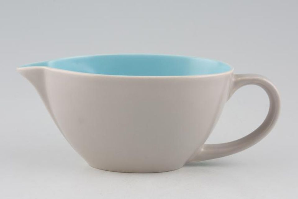 Poole Twintone Dove Grey and Sky Blue Sauce Boat 5 1/2"