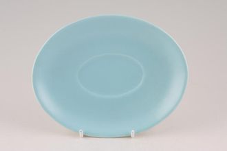 Poole Twintone Dove Grey and Sky Blue Sauce Boat Stand 6 1/2"