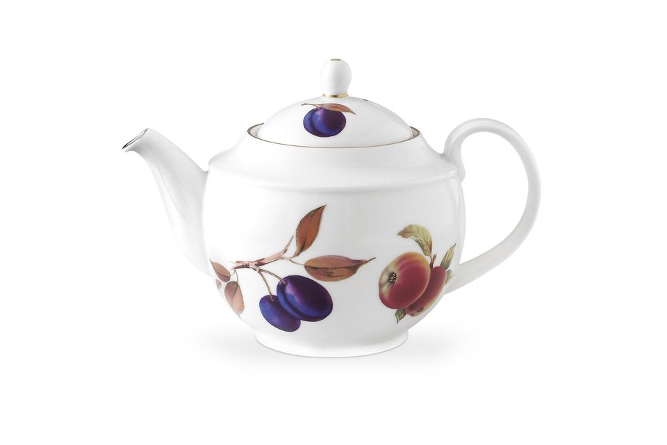 Royal Worcester Evesham - Gold Edge Teapot Malvern - Whole Apple, Plum Orange, Peach 2 1/2pt