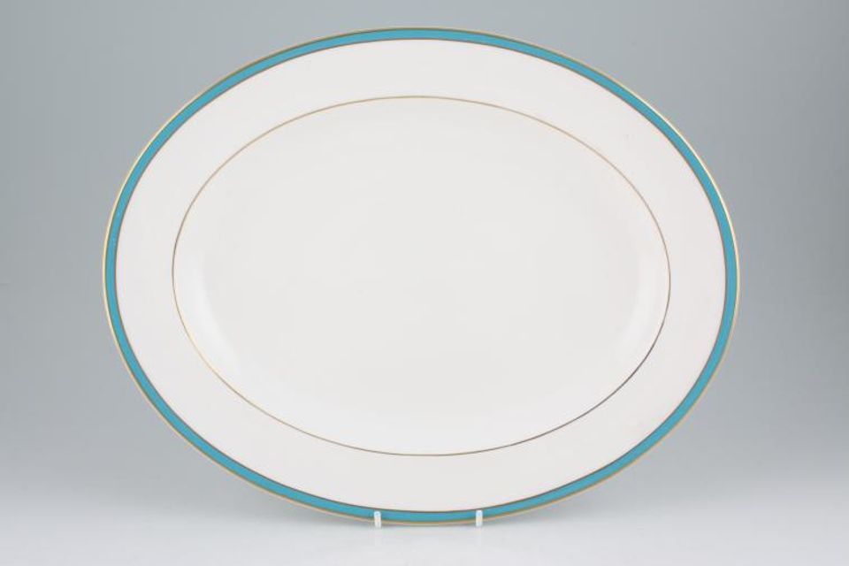 Minton Saturn - Turquoise Oval Platter 13 1/2"