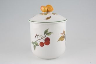 Royal Worcester Evesham Vale Storage Jar + Lid Orange, plums & cherries 4 3/4" x 4 3/4"
