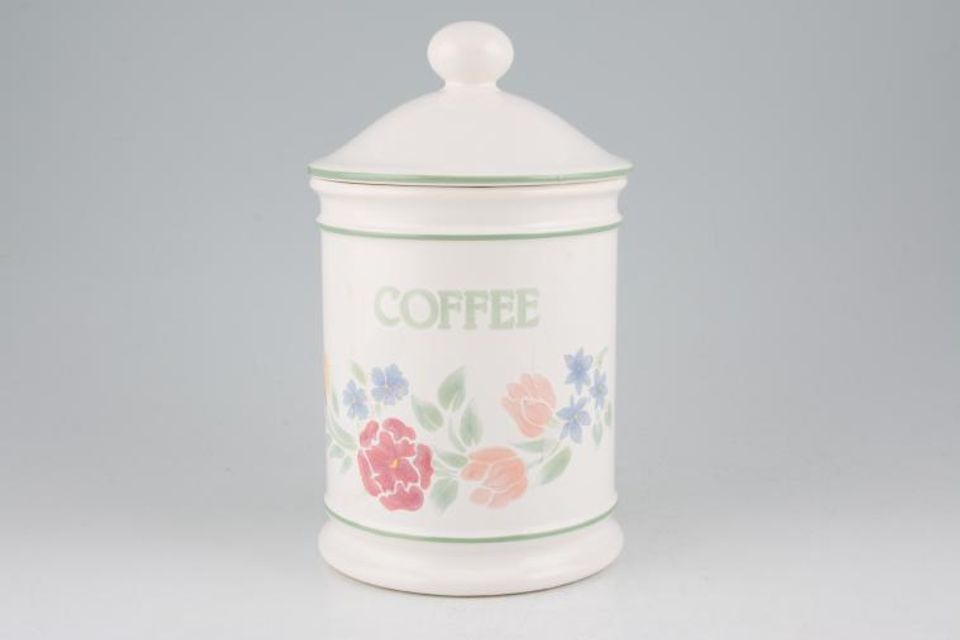 BHS Floral Garden Storage Jar + Lid Coffee 6"