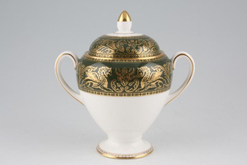 Wedgwood Florentine - Arras Green - W4170 Sugar Bowl - Lidded (Tea) Tall Globe Shape