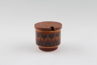 Hornsea Heirloom - Brown Mustard Pot + Lid 1 3/4" x 1 1/2"