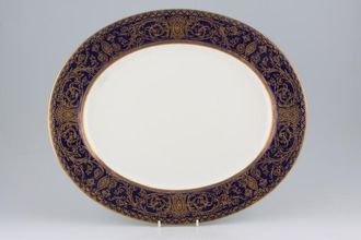 Royal Worcester Embassy - Blue and Gold Oval Platter 15 1/4"