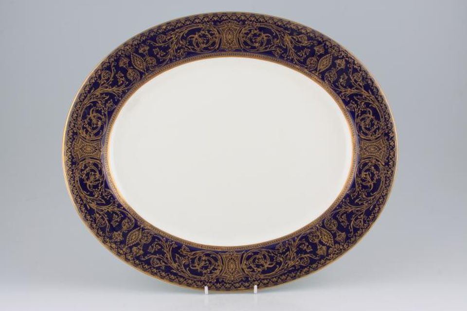 Royal Worcester Embassy - Blue and Gold Oval Platter 15 1/4"