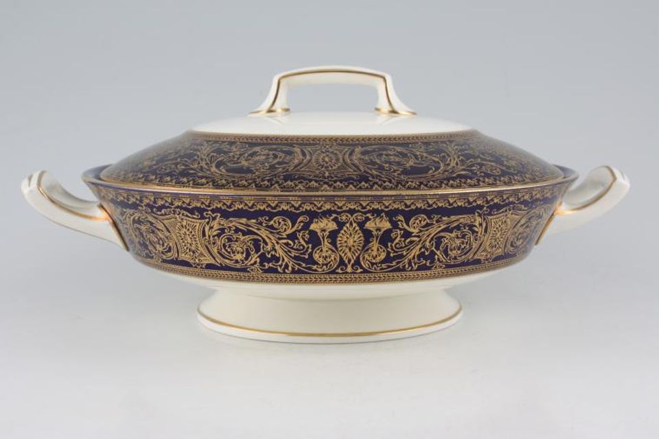 Royal Worcester Embassy - Blue and Gold Vegetable Tureen with Lid