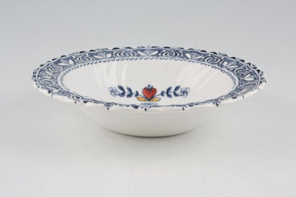 Johnson Brothers Hearts and Flowers Rimmed Bowl Ribbed, white background 6 3/8"