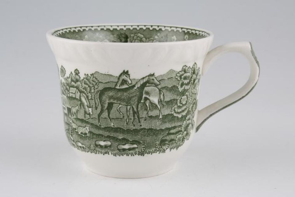 Adams English Scenic - Green Coffee Cup Horses Scene 3 1/4" x 2 3/4"