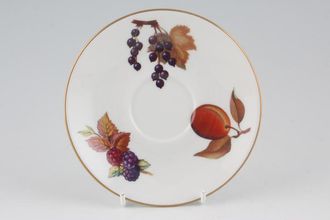 Royal Worcester Evesham - Gold Edge Coffee Saucer Raised Well / Blackcurrant, Plum, Blackberry. Fits 2 3/4 x 2 1/4" coffee cup. 5 1/4"