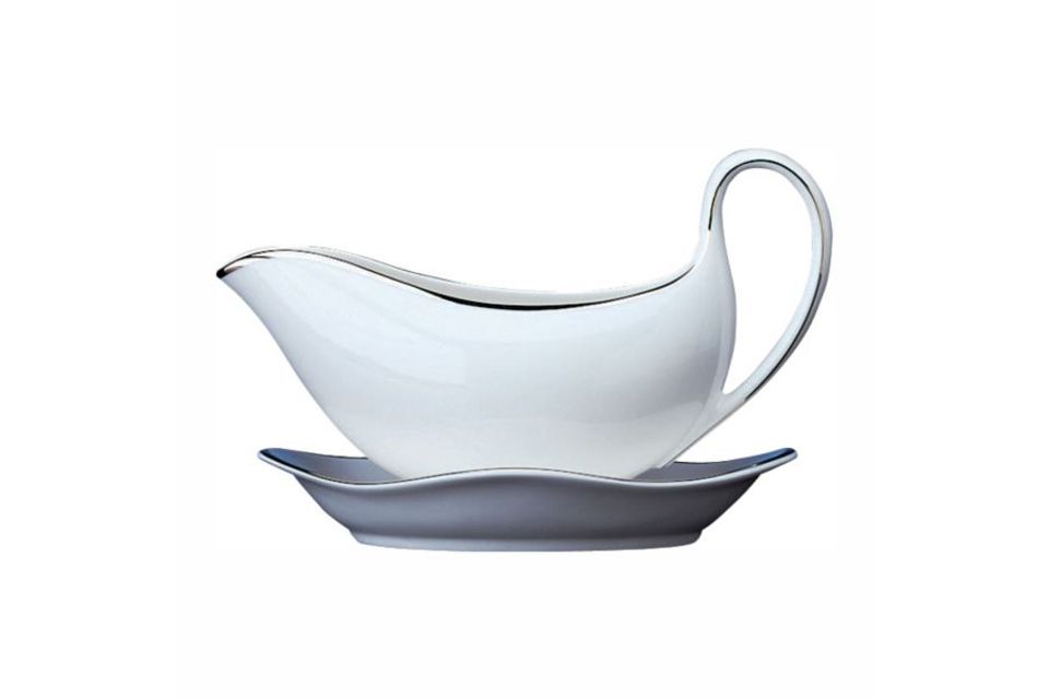 Wedgwood Sterling - White with Silver Band Sauce Boat