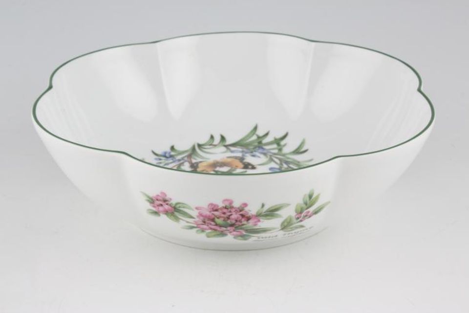 Royal Worcester Worcester Herbs Serving Bowl Scalloped Shape, Rosemary and Butterfly. 8 1/2"