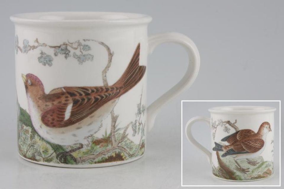 Portmeirion Birds of Britain - Backstamp 1 - Old Coffee/Espresso Can Redpoll + Linnet 2 1/2" x 2 1/2"