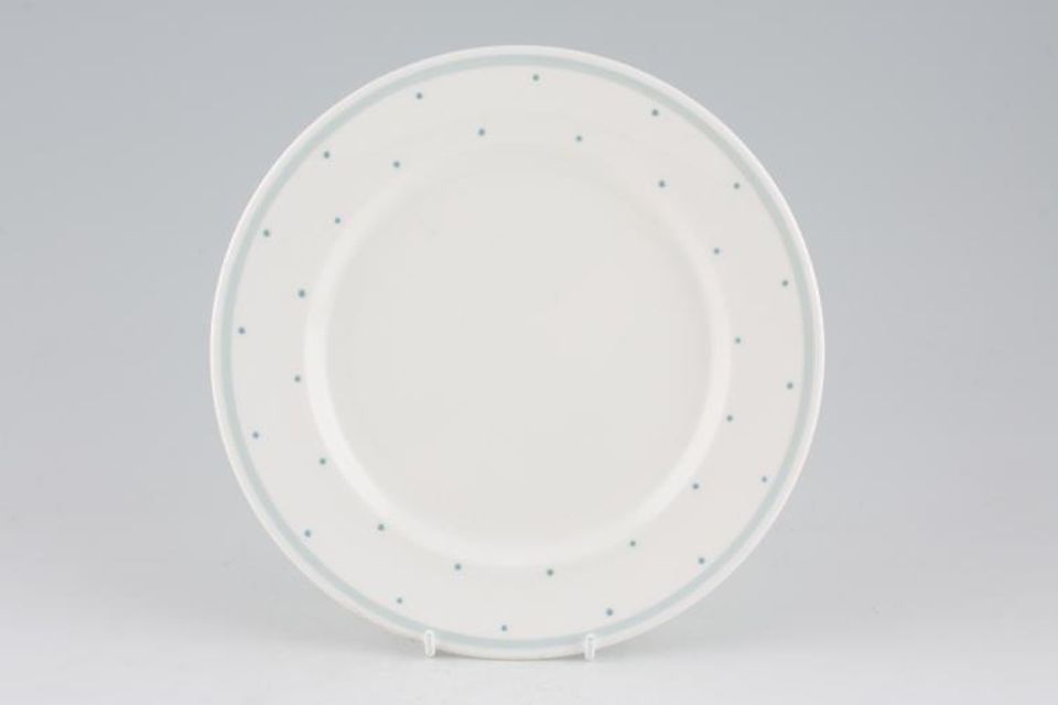 Susie Cooper Raised Spot - White Background - Blue Spots and Band Salad/Dessert Plate 8 1/4"