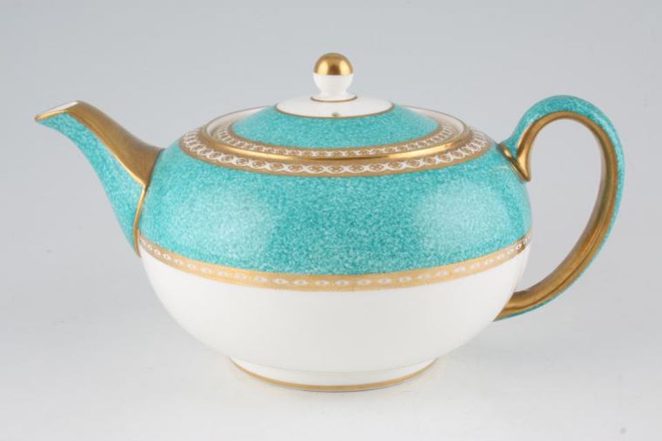 Wedgwood Ulander - Powder Turquoise Teapot Gold flat top on spout