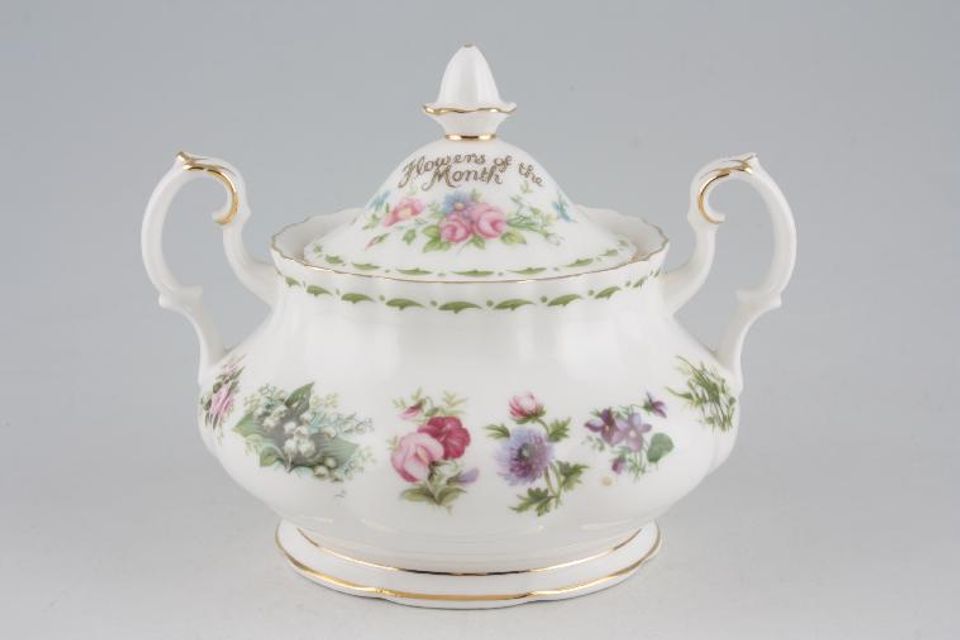 Royal Albert Flower of the Month Series - Montrose Shape Sugar Bowl - Lidded (Tea) Various Flowers