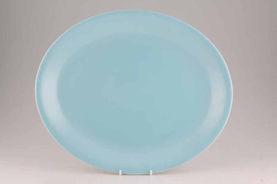 Poole Twintone Dove Grey and Sky Blue Oval Platter 14"