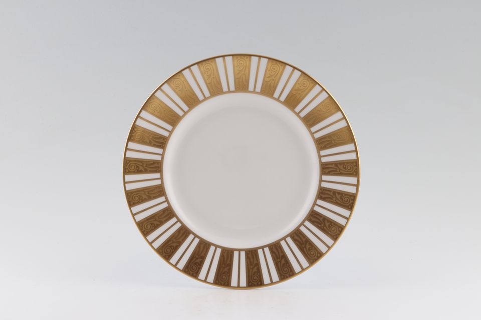 Royal Worcester Davenham - Gold Edge Salad/Dessert Plate Accent - Stripes 8 1/8"