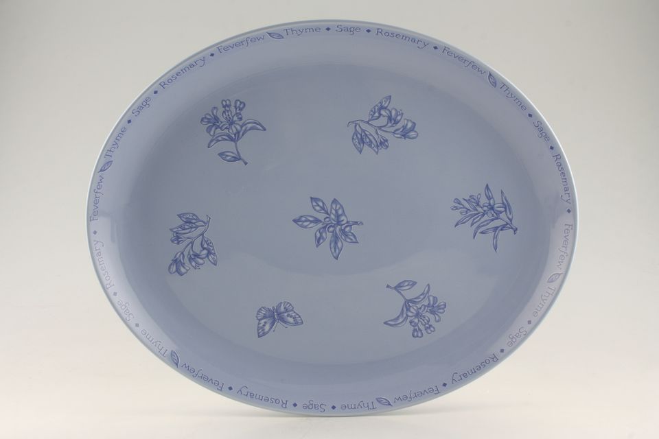 Royal Worcester Herb Garden Oval Platter Blue Glaze 15"
