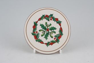 Royal Worcester Holly Ribbons Coaster Round - Cork Back 4"