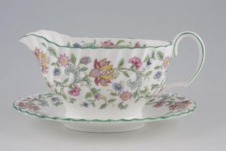 Minton Haddon Hall - Green Edge Sauce Boat and Stand Fixed