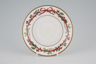 Royal Worcester Holly Ribbons Tea Saucer 2" Well 5 3/4"