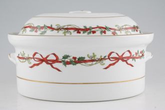 Sell Royal Worcester Holly Ribbons Casserole Dish + Lid Oval Game Casserole 4pt
