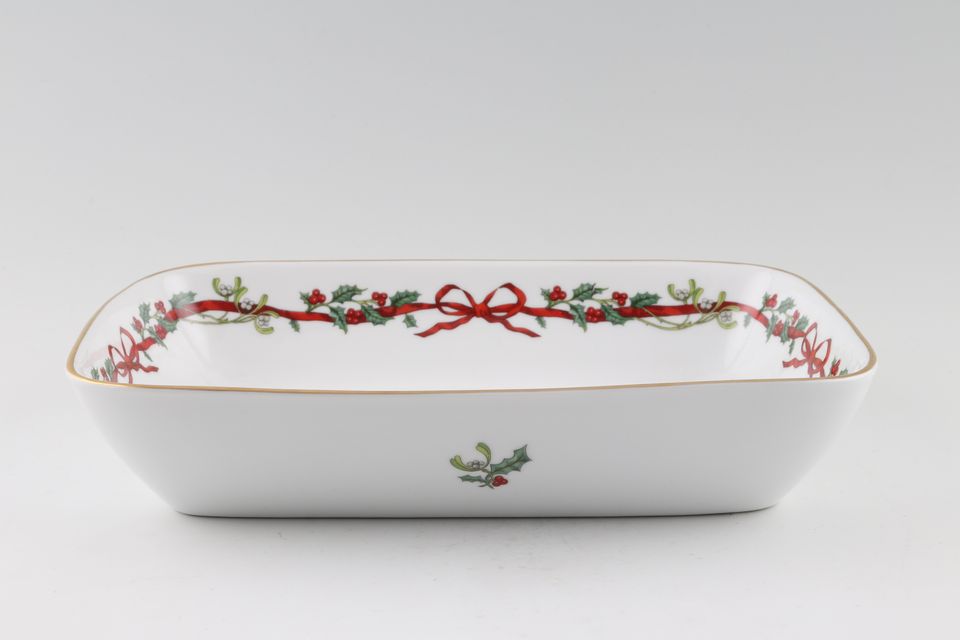 Royal Worcester Holly Ribbons Serving Dish 10 1/4" x 6 3/4"