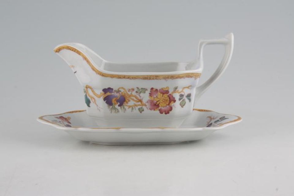 Wedgwood Devon Rose Sauce Boat and Stand Fixed