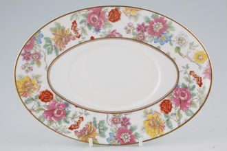 Royal Worcester Chinese Garden Sauce Boat Stand Oval 8 1/2"