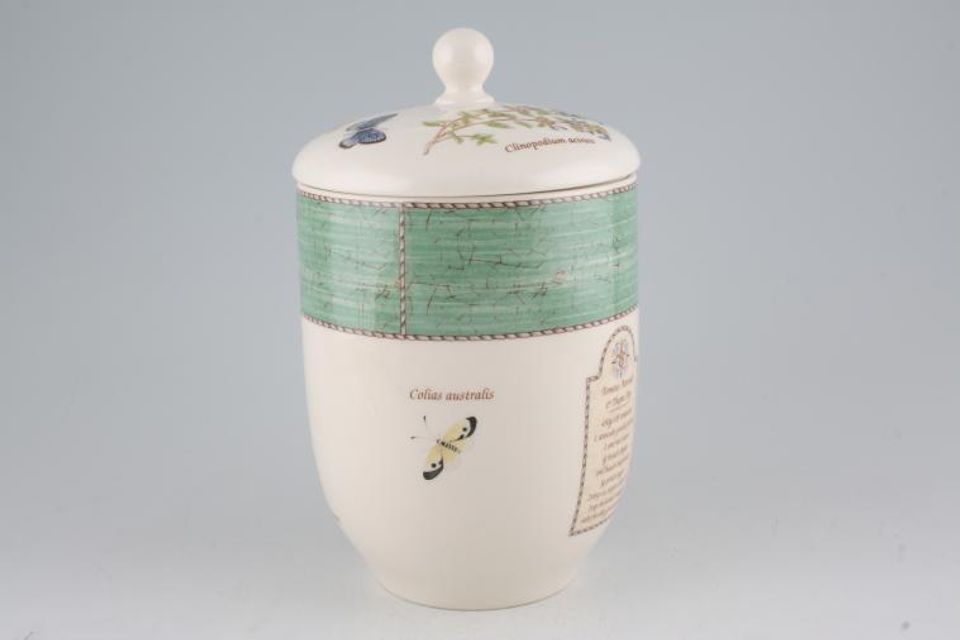 Wedgwood Sarah's Garden Storage Jar + Lid Green - Tapered at Base - height is without lid 6 1/2"