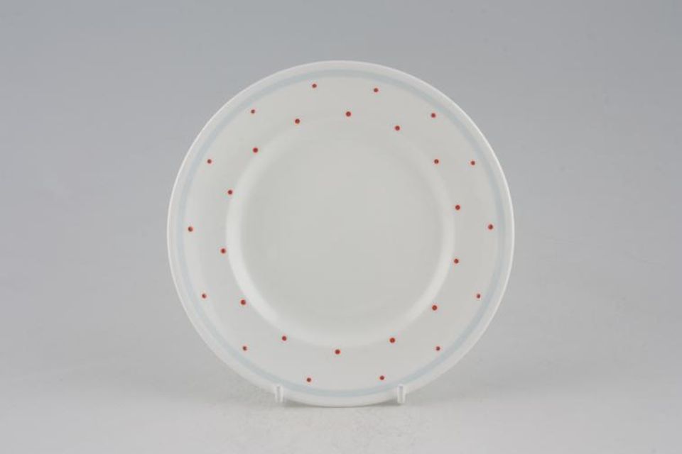 Susie Cooper Raised Spot - Red Spots with Blue Band Tea / Side Plate 6 1/2"