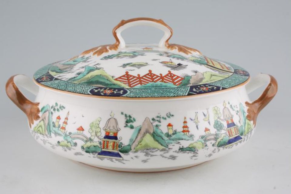 Crown Staffordshire Chinese Willow Vegetable Tureen with Lid