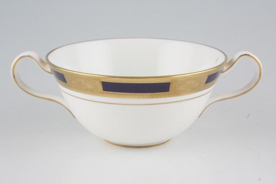 Aynsley Empress - Cobalt - Smooth Rim Soup Cup 2 handles - pattern on the outside